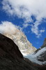 Argentine, Chili - Piedra del Fraile (Parc Nat Los Glaciares) - Le glacier Pollone devant le Fitz Roy capricieux